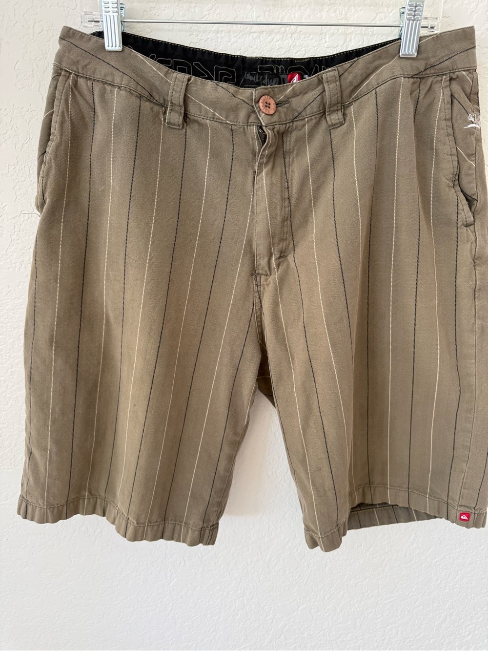 Quiksilver Khaki Pinstripe Flat-Front Shorts